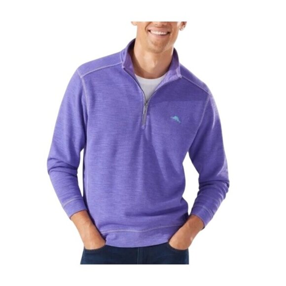 Tommy Bahama Other - Tommy Bahama Sweater Mens Medium Purple Playa Tini Quarter Zip Mock Neck